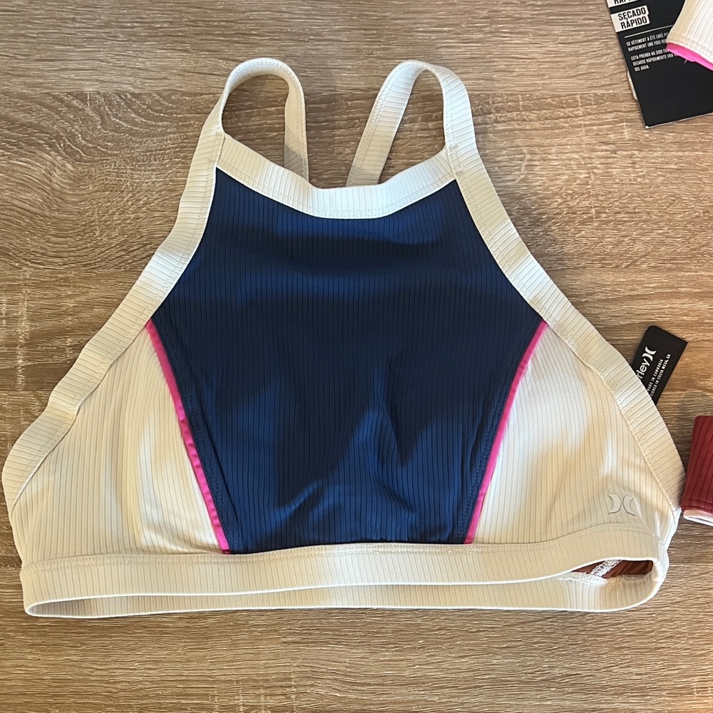 Hurley Blue and Cream Bikini Swim Top and Bottom 2 pieces